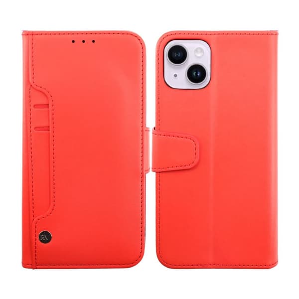 iPhone 14 Plånboksfodral Extra Kortfack Rvelon - Röd