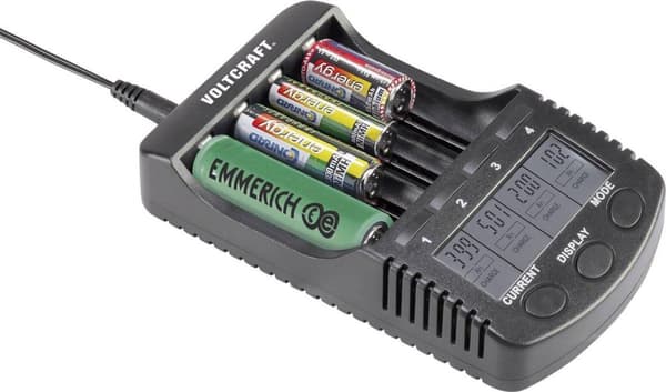 VOLTCRAFT CC-2 batterioplader NiMH, NiCd, Li-ion AA (penlite), AAA (blyant), C (baby), Sub-C, 26650, 26500, 18650, 17670, 18490, 17500, 17350, 16350,
