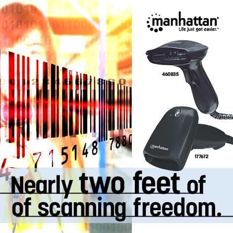 Manhattan 177672 USB Kit Streckkodsskannerkabel 1D CCD Svart Manuell USB
