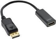 INLINE - video-/äänisovitin - DisplayPort (M) - HDMI (W) - 15 cm - musta - 4K-tuki