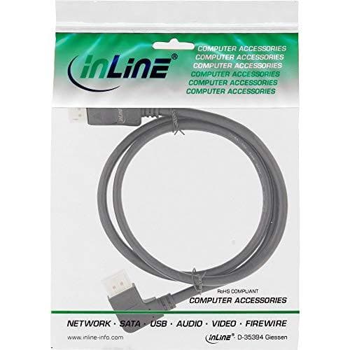 INLINE - DisplayPort-kabel - DisplayPort (M) vänstervinklad till DisplayPort (M) rak - DisplayPort 1.4 - 1 m - 8K-stöd - svart