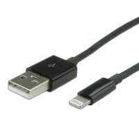 VALUE - iPadin/iPhonen/iPodin lataus-/datakaapeli - Lightning / USB 2.0 - USB Type A 4-nastainen (M) - Lightning (M) - 1,8 m - suojattu - musta - Appl