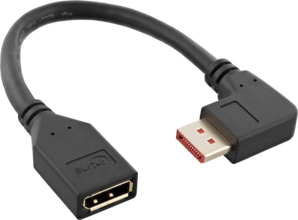 INLINE - DisplayPort-adapter - DisplayPort (F) rakt till DisplayPort (M) rät vinkel - DisplayPort 1,4 - 15 cm - 8K-stöd - svart