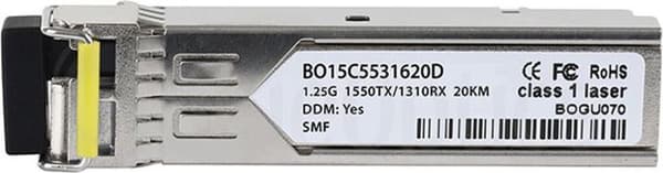 Yhteensopiva Intellinet 507486 BlueOptics BO15C5531620D SFP lähetin-vastaanotin, LC Simplex, 1000BASE-BX-D, yksimuotokuitu, TX1550nm/RX1310nm, 10KM, D