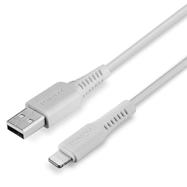 Lindy - Lightning-kabel - Lightning-hane till USB-hane - 3 m - vit - halogenfri - för Apple iPad/iPhone/iPod (Lightning)