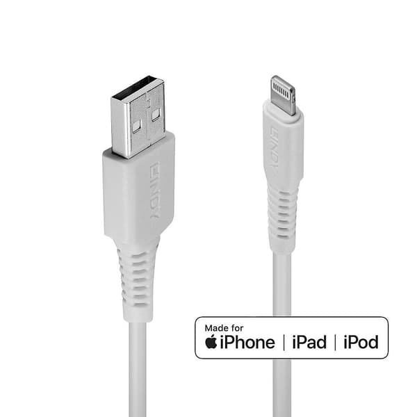Lindy - Lightning-kabel - Lightning-hane till USB-hane - 3 m - vit - halogenfri - för Apple iPad/iPhone/iPod (Lightning)
