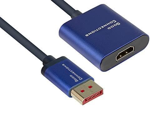 Good Connections® SmartFLEX DisplayPort 1.4 til HDMI 2.0 Adapter - 4K UHD @60Hz RGB / 4:4:4 - KOBBERLEDNING, aluminiumshus - MEGET FLEKSIBEL - mørkebl