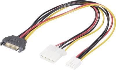 Renkforce strøm Y-kabel [1x SATA strømstik 15-pin. - 1x IDE strømstik 4-benet, floppy stik 4-benet.] 20,00 cm sort