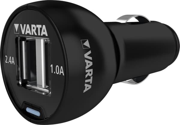 Varta Portable Power Car power - Bilströmadapter - 17 Watt - 3,4 A - 2 utgångsportar (USB) - på kabel: Micro-USB Svart