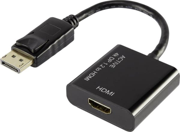 Renkforce RF-4222524 DisplayPort / HDMI Adapter [1x DisplayPort-kontakt - 1x HDMI-uttag] Svart Guldpläterade kontaktkontakter 10,00 cm