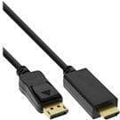 InLine - Videokabel - DisplayPort / HDMI - DisplayPort (M) til HDMI (M) - 2,0 m - Tredobbelt isolering - Sort - 4K-understøttelse (17182I)