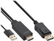 INLINE HDMI til DisplayPort-konverterkabel - Videokabel - HDMI, USB (kun strøm) (M) til DisplayPort (M) - 3 m - sort - 4K-understøttelse, aktiv