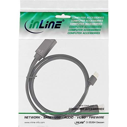 INLINE - Videokabel - HDMI, USB (kun strøm) (M) til DisplayPort (M) - 5 m - Sort - 4K-understøttelse, aktiv