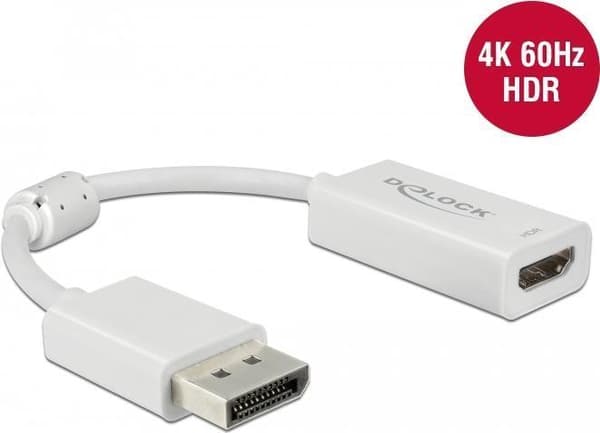 DeLOCK - Videomuunnin - DisplayPort - HDMI - valkoinen (63936)