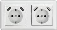 DeLOCK - Uttag - 2P+E - Typ F, USB - 2-faldigt - 2 uttag, 4 USB-portar - 16 A - 250 V - vit Vit