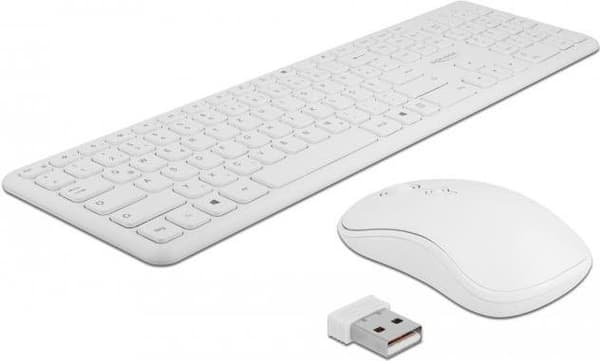Delock USB-näppäimistö ja hiirisarja 2,4 GHz langaton valkoinen 12703