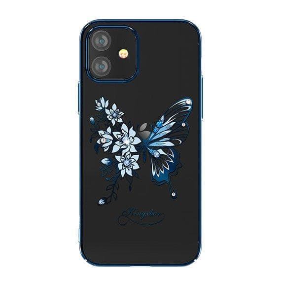 Kingxbar Butterfly Series shiny case decorated with original Swarovski crystals iPhone 12 mini blue