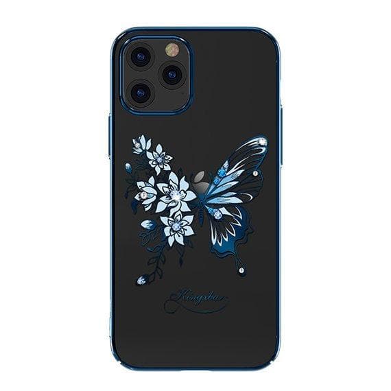 Kingxbar Butterfly Series shiny case decorated with original Swarovski crystals iPhone 12 Pro Max blue