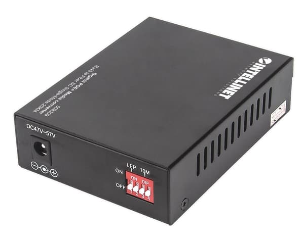 Intellinet Gigabit PoE+ Media Converter - Media Converter - GigE - 10Base-T, 1000Base-LX, 100Base-TX, 1000Base-T - RJ-45 / SC enkelläge - upp till 20k