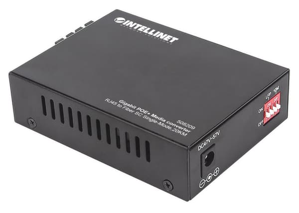 Intellinet Gigabit PoE+ Media Converter - Media Converter - GigE - 10Base-T, 1000Base-LX, 100Base-TX, 1000Base-T - RJ-45 / SC enkelläge - upp till 20k