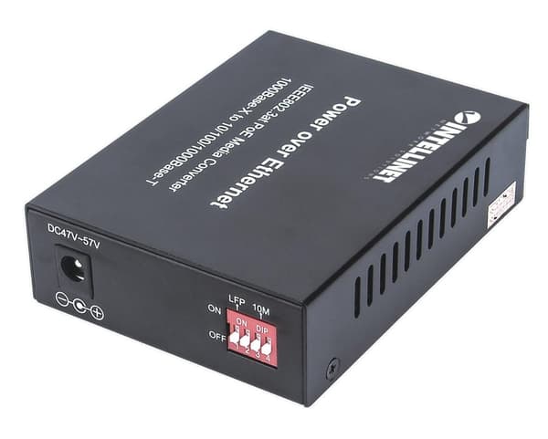 Intellinet Gigabit PoE+ Media Converter - Media Converter - GigE - 10Base-T, 1000Base-LX, 100Base-TX, 1000Base-T - RJ-45 / SC enkelläge - upp till 20k