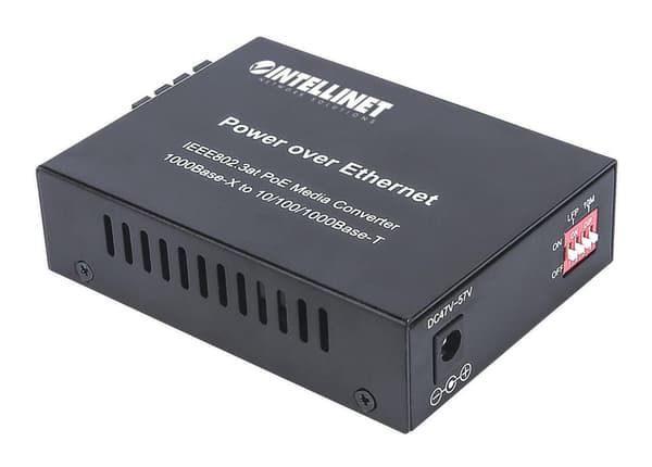 Intellinet Gigabit PoE+ Media Converter - Media Converter - GigE - 10Base-T, 1000Base-LX, 100Base-TX, 1000Base-T - RJ-45 / SC enkelläge - upp till 20k