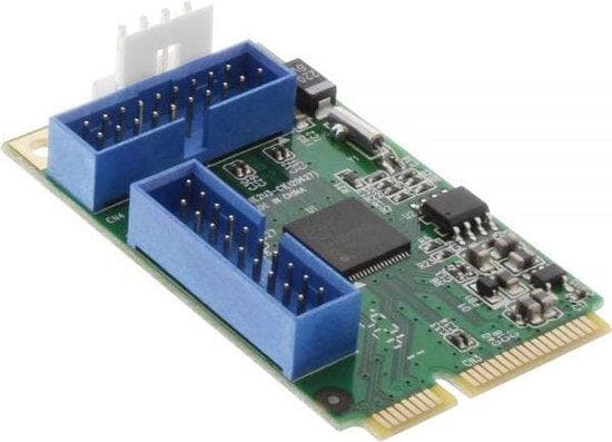 InLine - USB-adapter - PCI Express 2.0-minikort - USB3.0 (intern) x 4 (66905) Svart