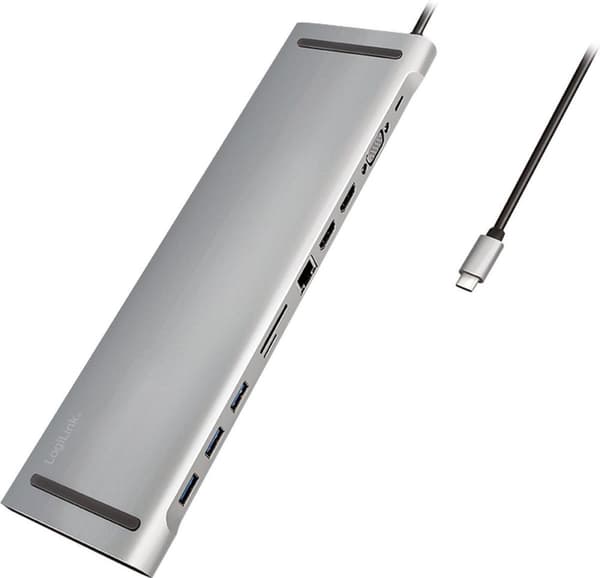 LogiLink UA0373 kannettavan tietokoneen telakointiasema Yhteensopiva: Universal USB-C® Power Delivery, Integroitu kortinlukija