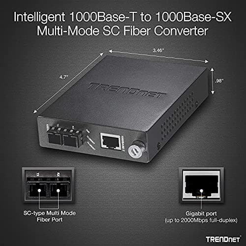 TRENDnet TFC-1000 - Mediekonverter - 1000Base-SX, 1000Base-T - RJ-45 - SC multi-mode - ekstern - op til 550 m (TFC-1000MSC)