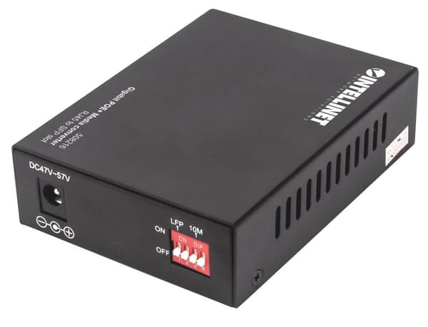 Intellinet Gigabit PoE+ Media Converter - Media Converter - GigE - 10Base-T, 100Base-TX, 1000Base-T - RJ-45 / SFP (mini-GBIC) - upp till 120 km
