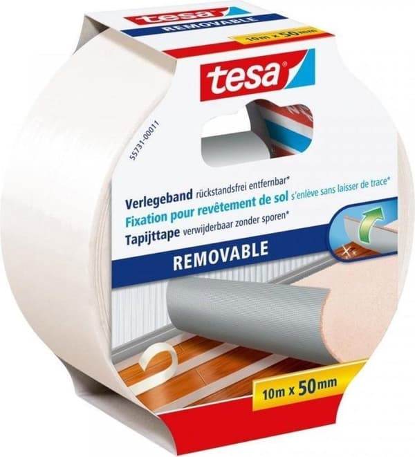 Tesa tæppetape aftagelig - 10 mx 50 mm.