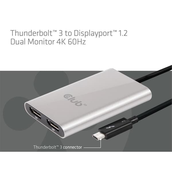CLUB3D Thunderbolt™ 3 till Displayport™ 1.2 Dual Monitor 4K 60Hz