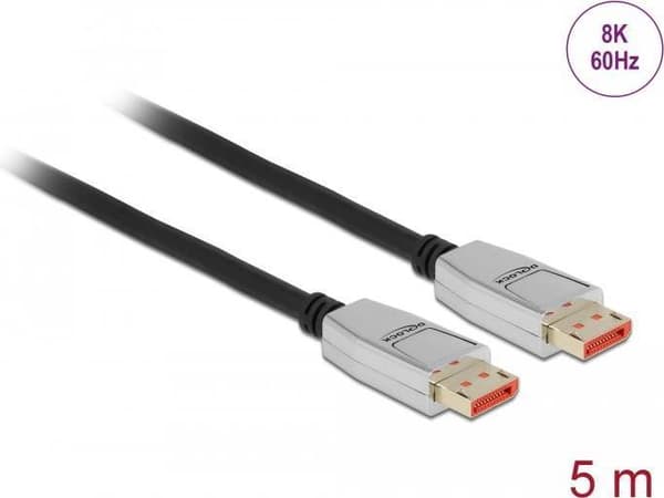 Delock - DisplayPort-kabel - DisplayPort (M) til DisplayPort (M) - DisplayPort 1.4 - 5 m - understøtter 8K UHD (7680 x 4320) - sort (87043)