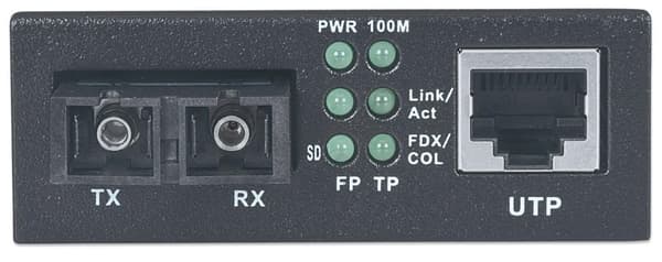 Intellinet - Mediekonverter - Ethernet, Fast Ethernet - 10Base-T, 100Base-FX, 100Base-TX - RJ-45 / SC single mode - op til 20 km - 1310nm (507332)