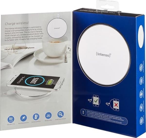 Intenso Induktiv oplader 2000 mA WA1 7410512 Udgange Qi standard Hvid
