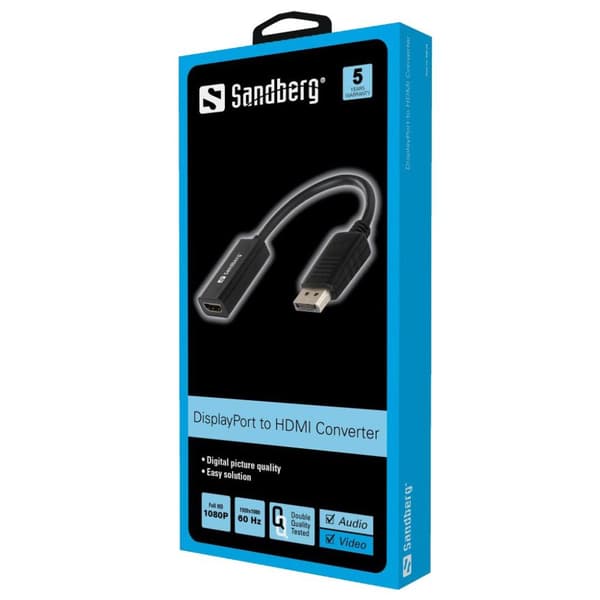 Sandberg - Video / Audio Adapter - DisplayPort / HDMI - DisplayPort (M) - HDMI 19-pin (F) (508-28)