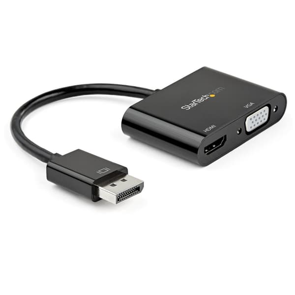 StarTech.com DisplayPort til HDMI VGA-adapter - DisplayPort 1.2 HBR2 til HDMI 2.0 (4K 60Hz) eller VGA 1080p konverterdongle - DP til HDMI eller VGA-sk