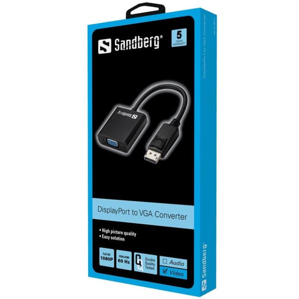 Sandberg Adapter DisplayPort>VGA - VGA-adapter - DisplayPort (M) - HD-15 (W) (508-43)