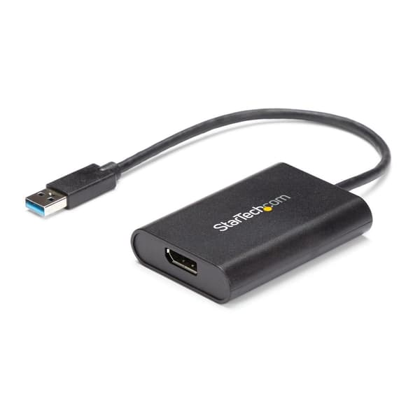 StarTech USB til DisplayPort-adapter - USB til DP 4K-videoadapter - Dual Monitor-adapter - USB 3.0 - 4K 30Hz - Ekstern videoadapter - MCT T6-688L - US Sort