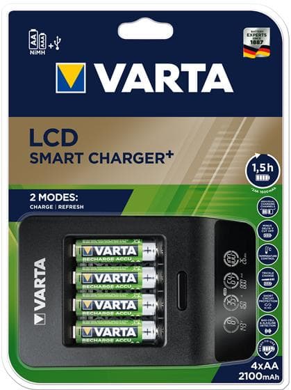 Varta LCD Smart Charger+ Akkulaturi sis. 4x AA