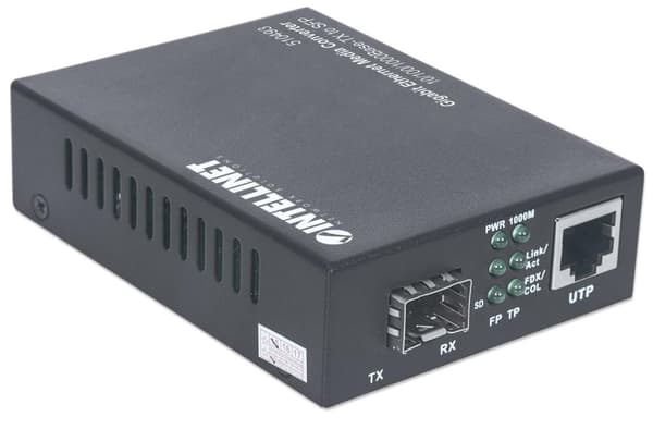 Intellinet - Media Converter - Ethernet, Fast Ethernet, Gigabit Ethernet - 10Base-T, 100Base-TX, 1000Base-T - RJ-45 / SFP (mini-GBIC) (510493)