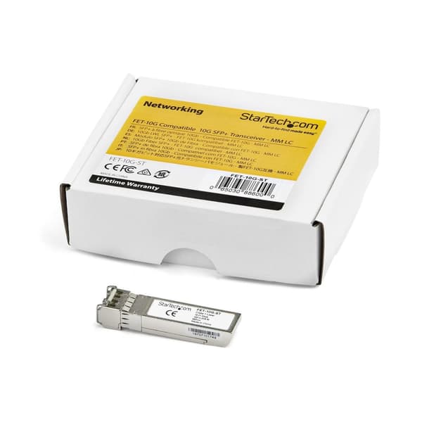 StarTech.com FET-10G-ST lähetin-vastaanotinmoduuli (SFP+-moduuli, 10GBase-SR Cisco-yhteensopiva, kuituoptinen, 850nm, LC-monimuoto ja DDM) - SFP+-lähe
