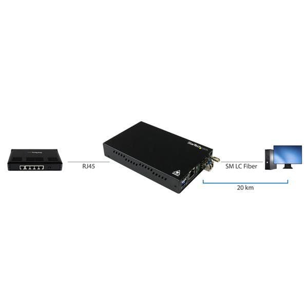 Gigabit Ethernet Copper-to-Fiber Media Converter - SM LC - 20 km - Ethernet Media Converter - GbE Converter - 1000Mbps Network Converter