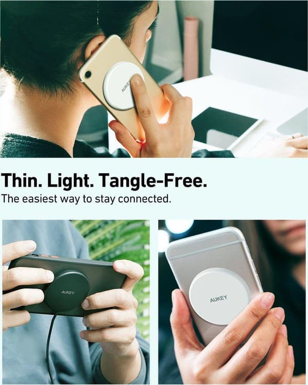 AUEKY Aircore Magnetic LC-A1 Langaton magneettilaturi QI USB-C 15W Valkoinen