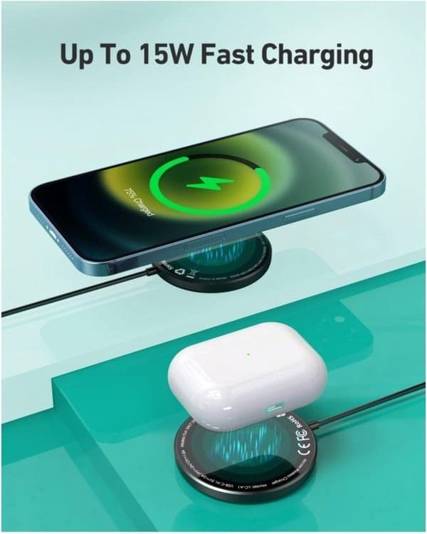 AUEKY Aircore Magnetic LC-A1 Langaton magneettilaturi QI USB-C 15W Valkoinen