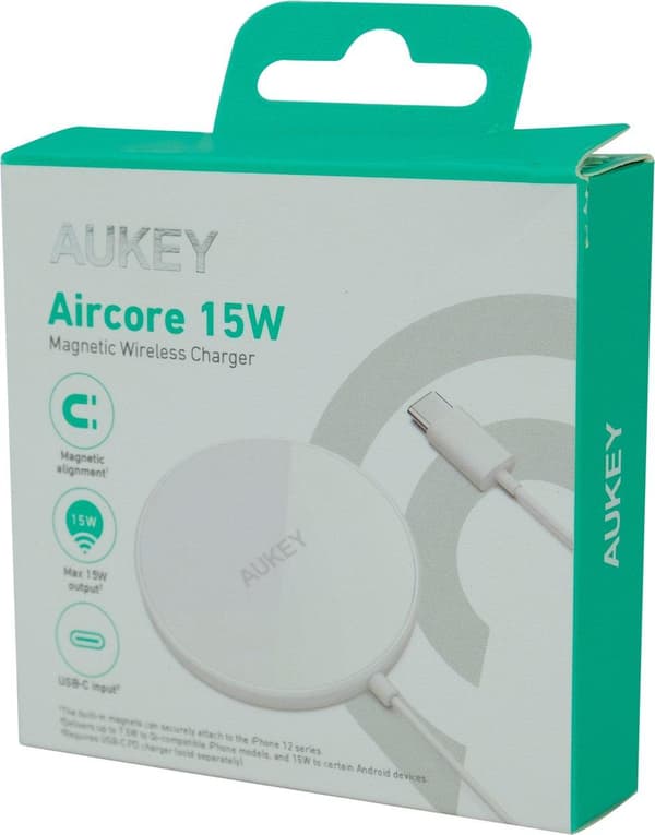 AUEKY Aircore Magnetic LC-A1 Langaton magneettilaturi QI USB-C 15W Valkoinen