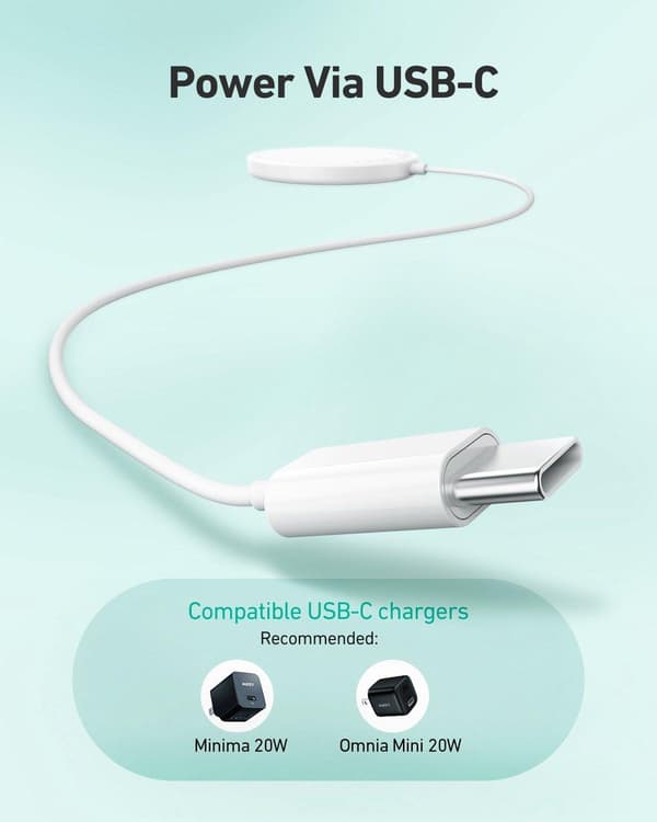 AUEKY Aircore Magnetic LC-A1 Langaton magneettilaturi QI USB-C 15W Valkoinen