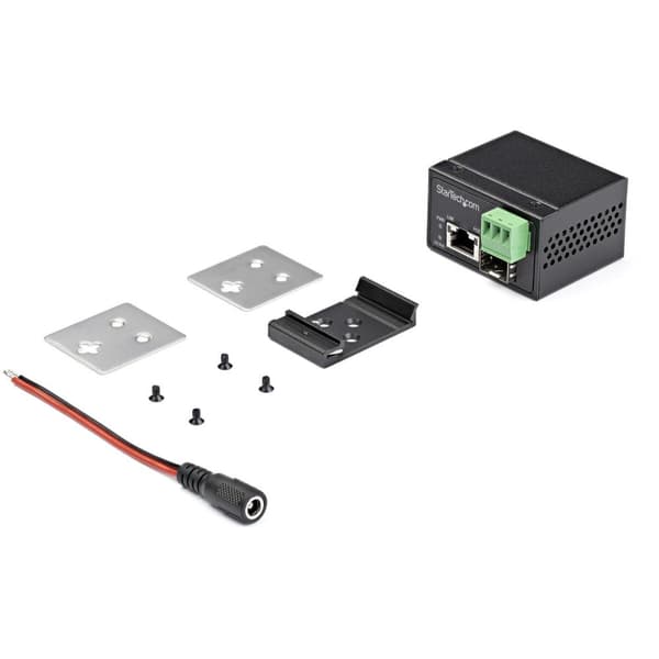 StarTech.com PoE+ Industriel Fiber til Ethernet Mediekonverter 30W - SFP til RJ45 - Singlemode/Multimode Fiber til Kobber Gigabit Ethernet - Mini/komp