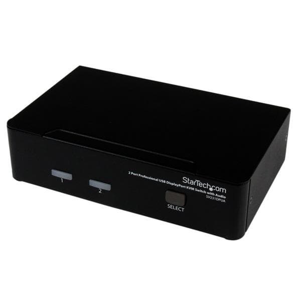 StarTech.com 2-ports DisplayPort USB KVM-switch - DisplayPort KVM-switch med lyd - DisplayPort-skrivebordsswitch i høj opløsning - KVM/lydswitch - 2 x Sort