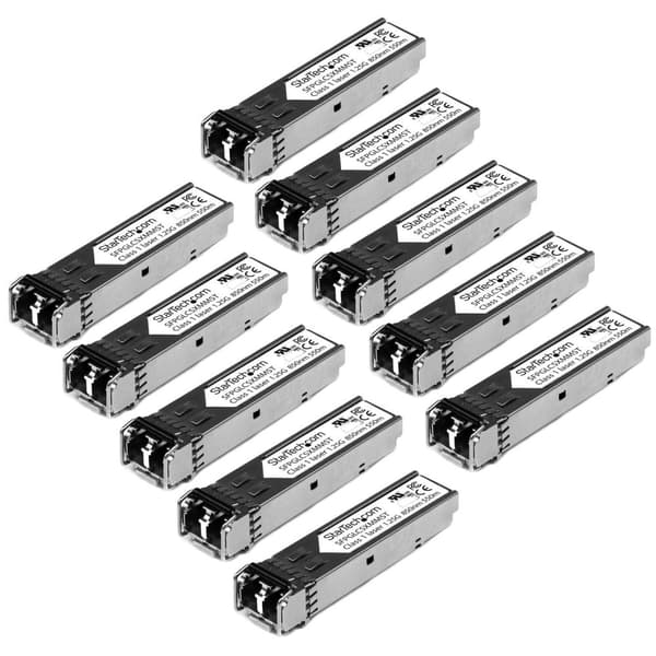 StarTech.com Gigabit Fiber Optic SFP Transceiver Modul - Cisco GLC-SX-MM kompatibel - MM LC - 550m - Mini GBIC 10-Pack - 1000Base-SX - SFP (Mini-GBIC)